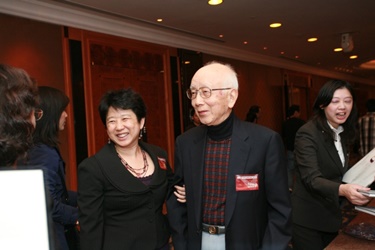 Mrs. Chan Chow Chung-hang (left) and Mr. Chow Man-wai cheered the film industry.