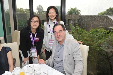 Mr. Kenneth Bi, HK new generation director, Ms. Rosa Li, producer, and Mr. Oliver Stone, prominent USA director