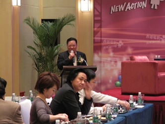 Mr. Hu Guo-hua, Chairman of Association of Film & TV Production of Guangdong Province, delivers an opening speech at the seminar