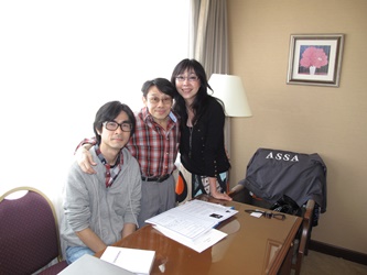 Ms. Mabel Cheung (right), member of FDC, with Producer Teddy Robin and Director Adam Wong