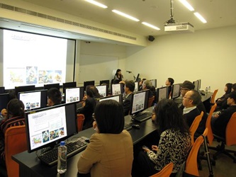 The delegation views the projects of CGCG (西基電腦動畫)