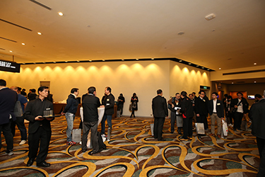Film practitioners from the three places mingling at the tea reception.