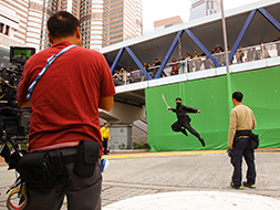 利用绿幕及「吊威也」拍摄特技镜头